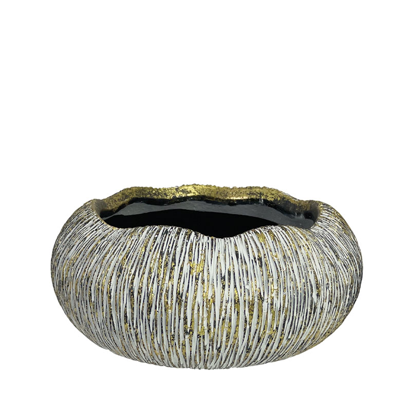 06-20025 ΚΑΣΠΩ ΟΒΑΛ ΛΕΥΚΟ/ΧΡΥΣΟ/ΜΑΥΡΟ ΓΡΑΜΜΩΤΟ ΜΕΣΑΙΟ - Φ18x9cm 1/18ΚΙΒ 1