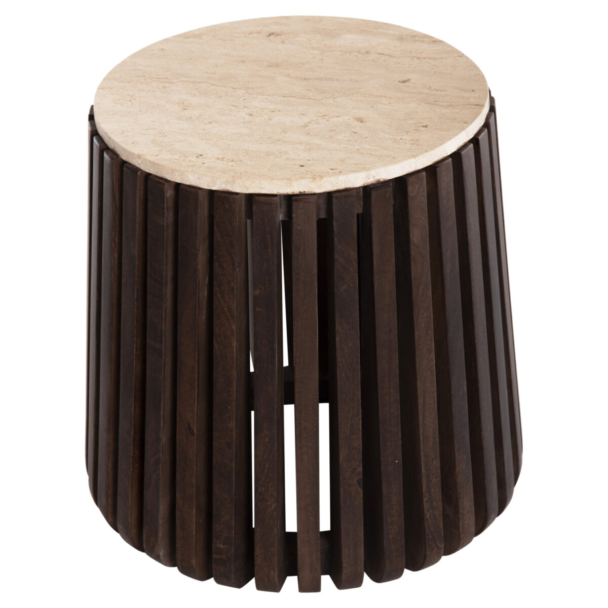 ΒΟΗΘΗΤΙΚΟ ΤΡΑΠΕΖΙ KREST HM9711 ΜΑΣΙΦ ΞΥΛΟ ΑΚΑΚΙΑΣ ΣΕ ΚΑΦΕ-ΤΡΑΒΕΡΤΙΝA Φ50x50Υεκ. 3