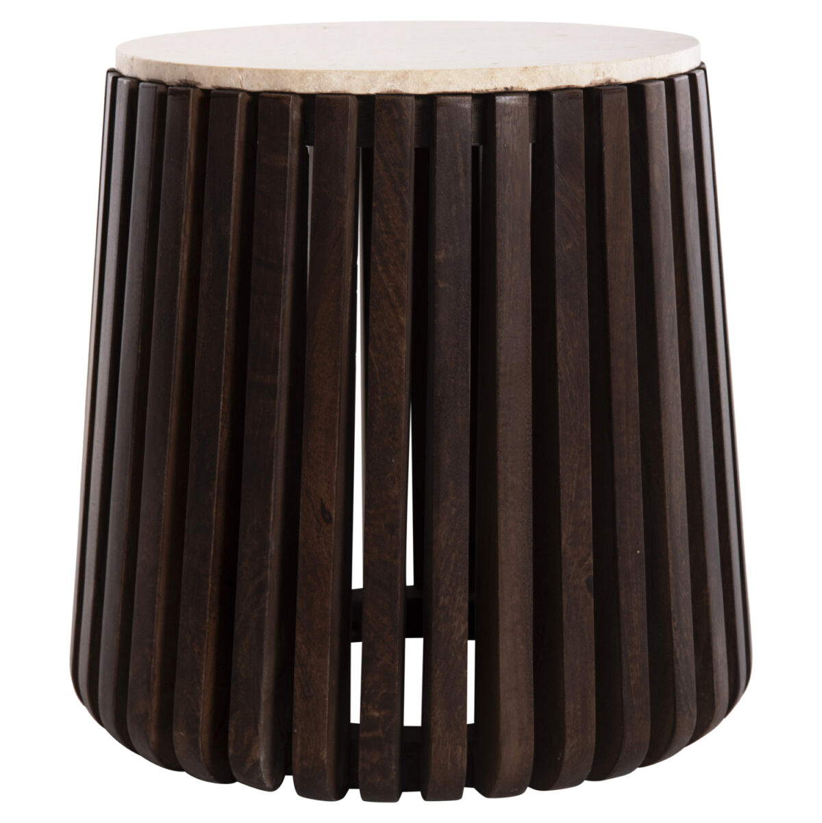 ΒΟΗΘΗΤΙΚΟ ΤΡΑΠΕΖΙ KREST HM9711 ΜΑΣΙΦ ΞΥΛΟ ΑΚΑΚΙΑΣ ΣΕ ΚΑΦΕ-ΤΡΑΒΕΡΤΙΝA Φ50x50Υεκ. 4