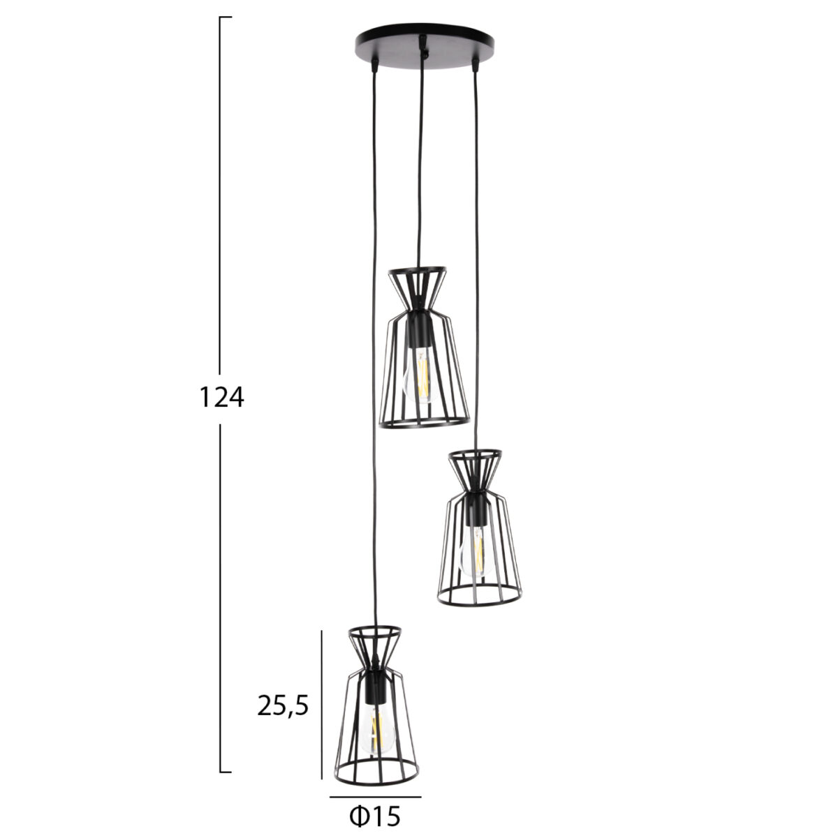 ΦΩΤΙΣΤΙΚΟ ΟΡΟΦΗΣ ΚΡΕΜΑΣΤΟ 3-ΦΩΤΟ HM4126 ΜΕΤΑΛΛΙΚΑ ΚΑΠΕΛΑΚΙΑ Φ23x124Υεκ. 2