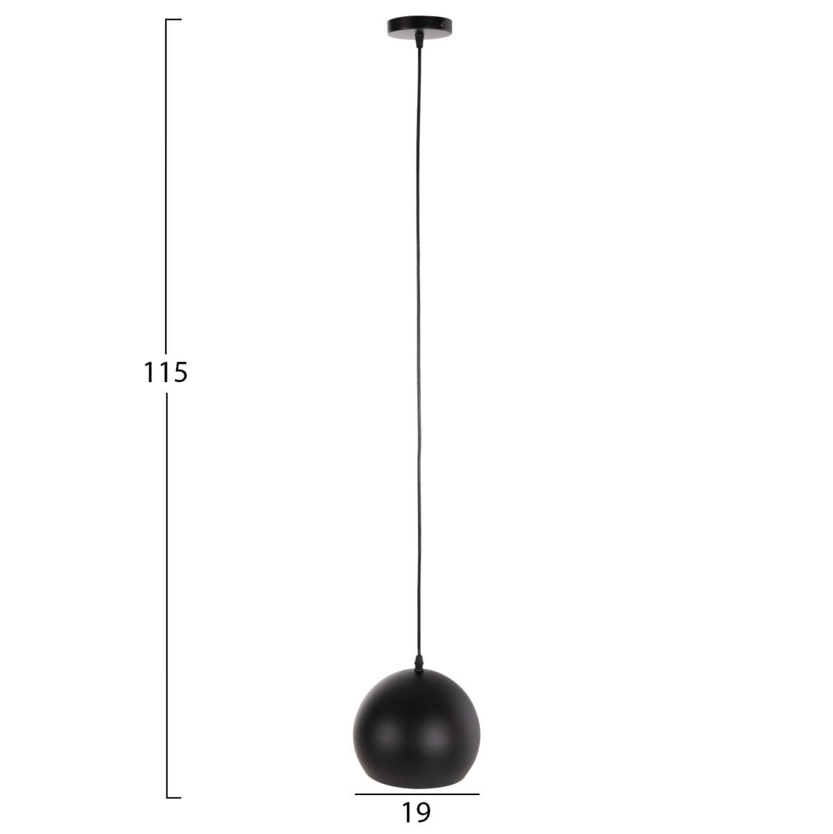 ΦΩΤΙΣΤΙΚΟ ΟΡΟΦΗΣ ΚΡΕΜΑΣΤΟ HM4107 ΜΑΥΡΟ ΜΕΤΑΛΛΙΚΟ ΚΑΠΕΛΟ 19x19x115Υ εκ. 2