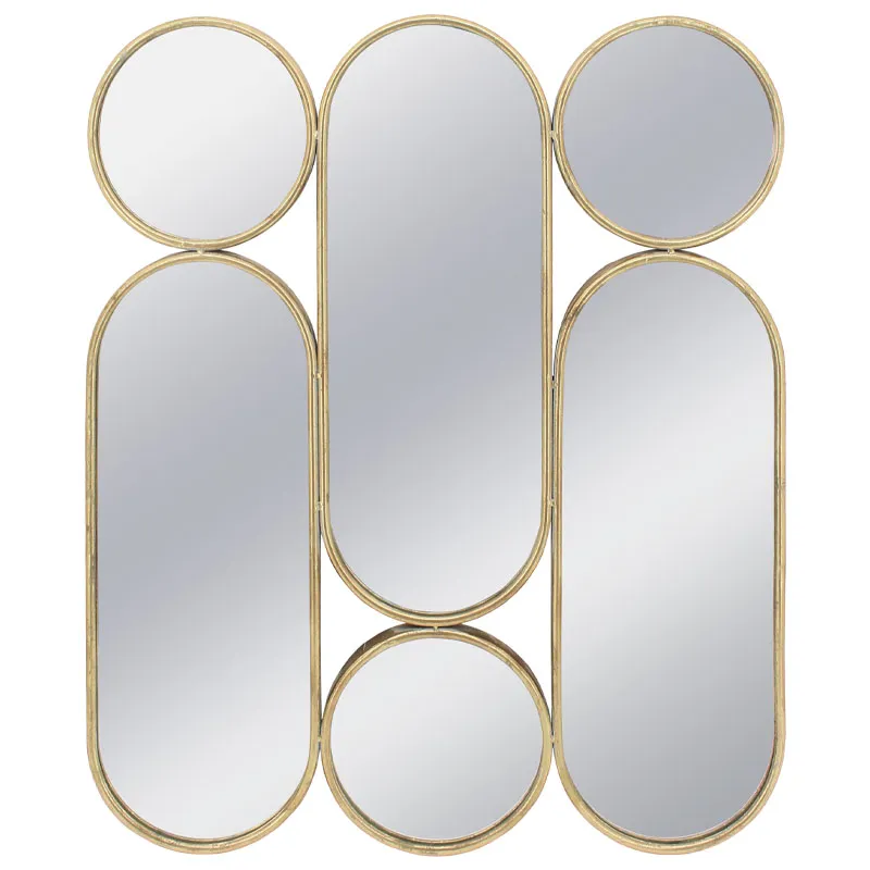 15-10210 ΜΕΤΑΛΛΙΚΟΣ ΚΑΘΡΕΦΤΗΣ ΤΟΙΧΟΥ ΧΡΥΣΟ ΚΥΚΛΟΙ/ΟΒΑΛ (ΣΥΝΘΕΣΗ X6) - 75.5x2.5x90.5cm 1/KIB 1