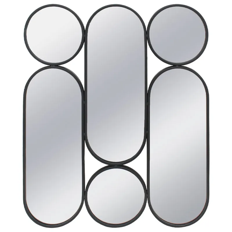 15-10211 ΜΕΤΑΛΛΙΚΟΣ ΚΑΘΡΕΦΤΗΣ ΤΟΙΧΟΥ ΜΑΥΡΟ ΚΥΚΛΟΙ/ΟΒΑΛ (ΣΥΝΘΕΣΗ X6) - 75.5x2.5x90.5cm 1/KIB 1