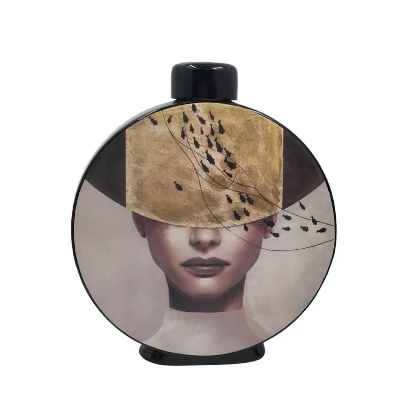 15-50089 ΚΕΡΑΜΙΚΟ ΚΥΚΛΙΚΟ ΚΟΥΠ ΜΕ ΚΑΠΑΚΙ ΜΕΓΑΛΟ ΓΥΝΑΙΚΑ ΜΕ ΚΑΠΕΛΟ ΜΑΥΡΟ/ΧΡΥΣΟ & ΨΑΡΑΚΙΑ - 28x9x33cm 4/KIB 1