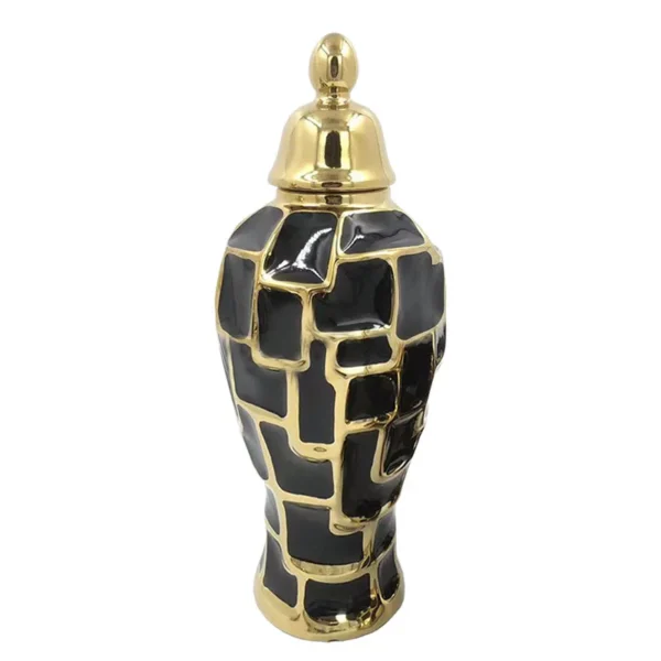 ΚΕΡΑΜΙΚΟ ΚΟΥΠ ΜΕΓΑΛΟ ΜΕ ΚΑΠΑΚΙ ΜΑΥΡΟ/ΧΡΥΣΟ ΑΣΙΑΤΙΚΟ ΤΕΤTΡΙΣ - Φ15x40cm 4/KIB