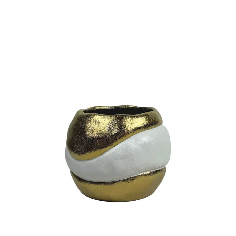 15-50154 ΚΕΡΑΜΙΚΟ ΒΑΖΟ-ΜΠOΛ ΛΕΥΚΕΣ/ΧΡΥΣΕΣ ΑΝΑΓΛΥΦΕΣ ΔΙΠΛΕΣ ΜΙΚΡΟ - 19.1cm 8/ΚΙΒ 1