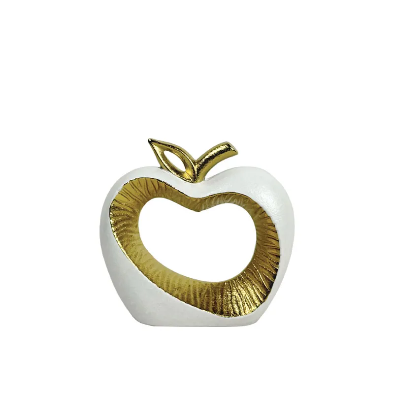 15-50192 ΚΕΡΑΜΙΚΟ ΔΙΑΚΟΣΜΗΤΙΚΟ ΜΗΛΟ ΛΕΥΚΟ/ΧΡΥΣΟ ΜΕ ΤΡΥΠΑ - 19.8cm 16/ΚΙΒ 1