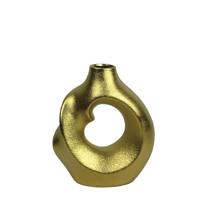 15-50198 ΚΕΡΑΜΙΚΟ ΒΑΖΟ ΧΡΥΣΟ ΧΥΤΟ ΣΤΡΙΦΤΟ ΜΕ ΤΡΥΠΑ - 22.9cm 12/ΚΙΒ 1