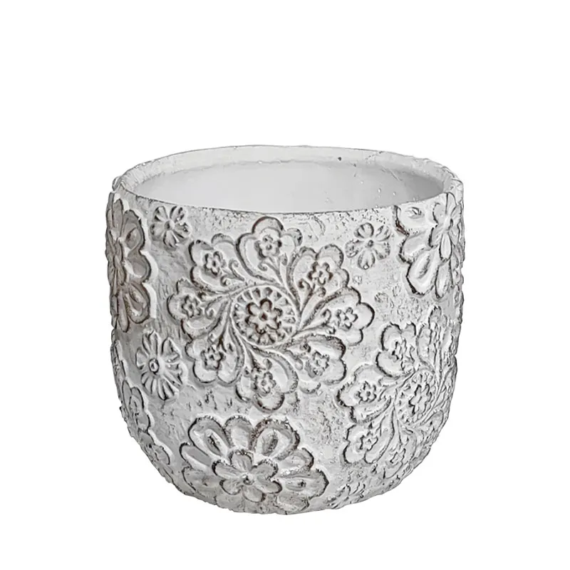 06-20129 ΚΑΣΠΩ ΣΤΡΟΓΓΥΛΟ ΛΕΥΚΟ ΜΟΤΙΒΟ ΛΟΥΛΟΥΔΙΑ ΑΝΑΓΛΥΦΑ - Φ14x13cm 12/ΚΙΒ 1