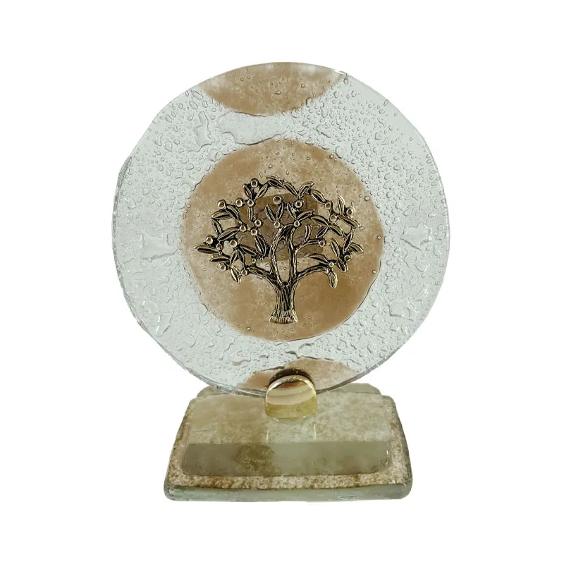 S1442 ΕΠΙΤΡAΠΕΖΙΟ ΔΙΑΚΟΣΜΗΤΙΚΟ ΓΟΥΡΙ ΔΕΝΤΡΟ ΖΩΗΣ ΧΡΥΣΟ ΣΕ ΦΥΣΗΤΟ ΓΥΑΛΙ ΚΑΦΕ/ΛΕΥΚΟ - Υ12cm 1