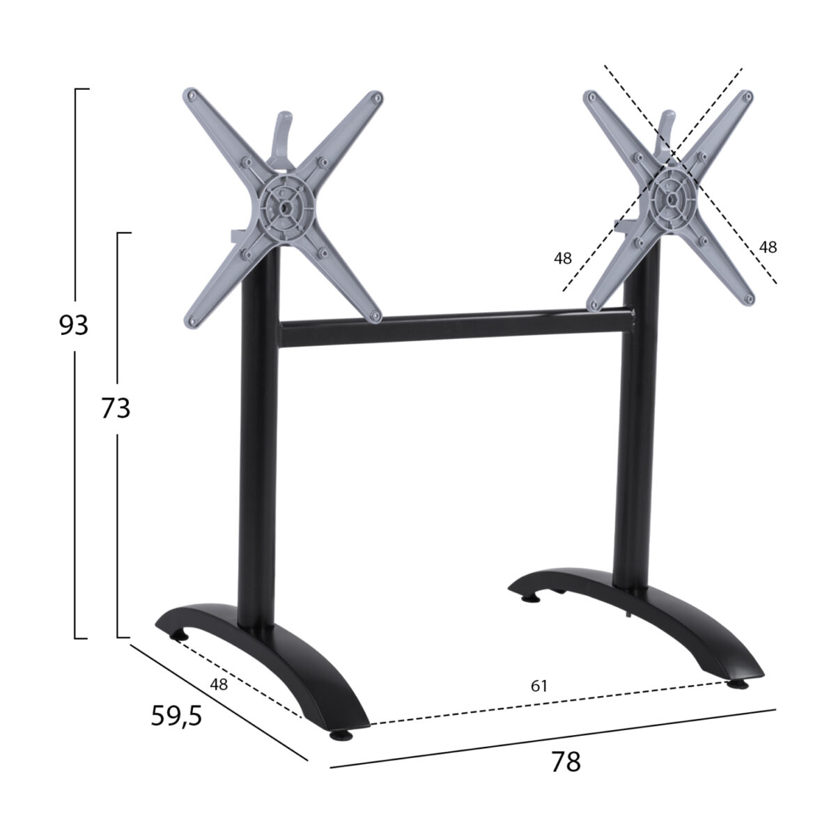 ΒΑΣΗ ΑΛΟΥΜΙΝΙΟΥ ΔΙΣΤΗΛΗ HM468.01 ΜΑΥΡΟ ΜΑΤ 78X59,5X73Υ εκ. 2