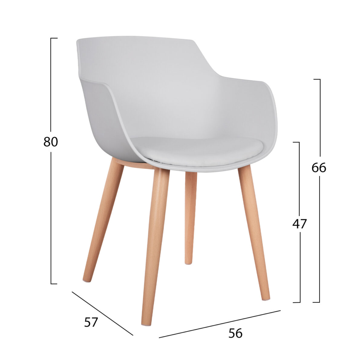 ΚΑΡΕΚΛΑ ΤΡΑΠΕΖΑΡΙΑΣ LUCIE HM8242.01 ΛΕΥΚΗ ΜΕ ΜΕΤΑΛΛΙΚΑ ΠΟΔΙΑ 56Χ57Χ80 ΕΚ 2