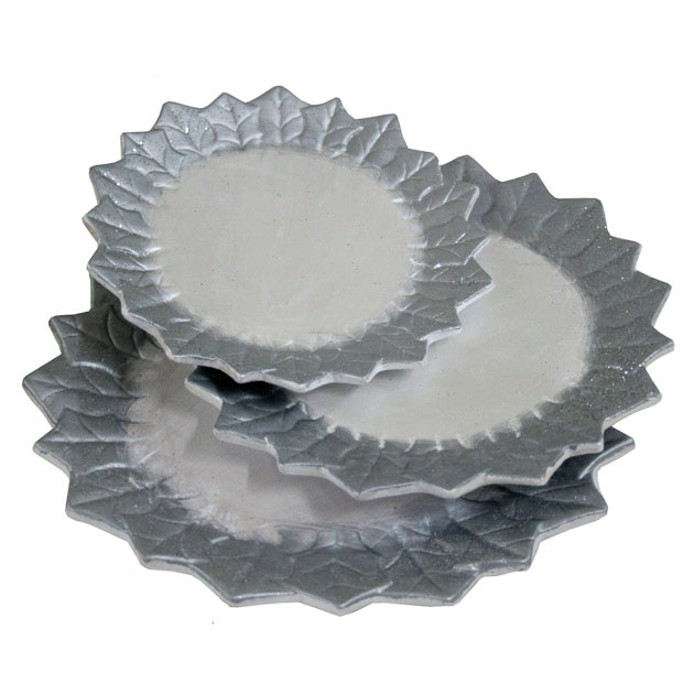 6473_silver ΚΕΡΑΜΙΚΟ ΑΣΤΕΡΙ ΑΣΗΜΙ ΣΕΤ/3 (L20x20cm. M17x17cm. S14X14cm.) 1